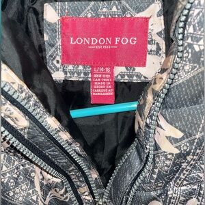 🌸 London Fog Girls’ Puffer Jacket – Boho Floral & Geometric Print 🌸